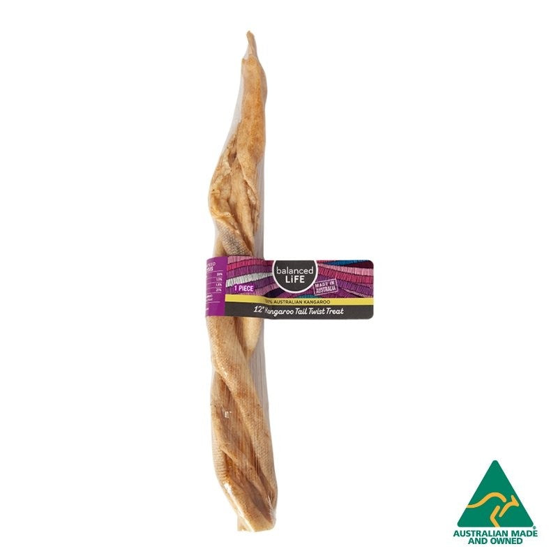 Kangaroo Tail Twist 12inch Dog Treats From Balanced Life