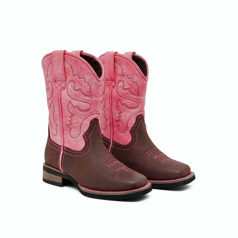 Peach Pink Brown Baxter Boots For Youth Western Kids Style