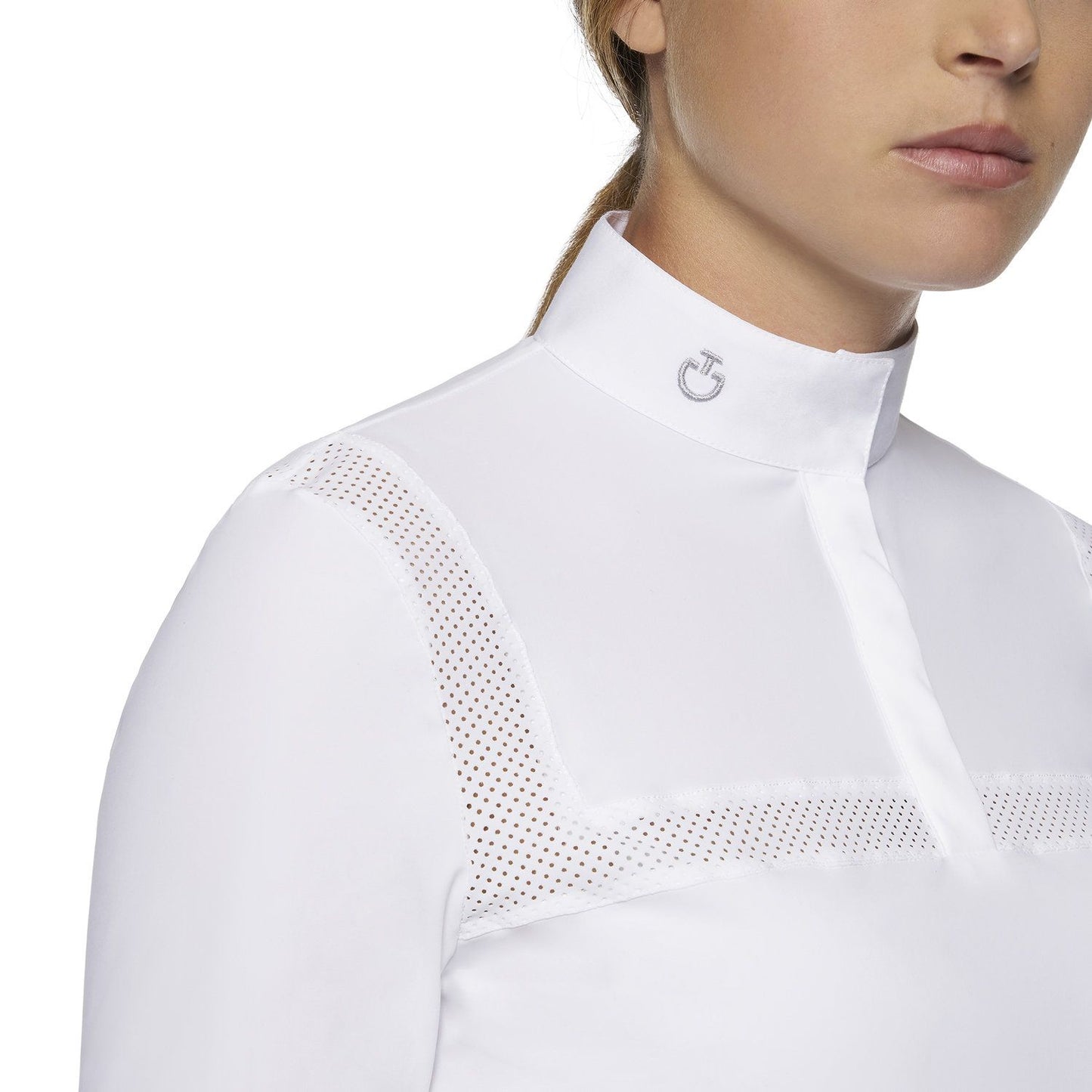 Cavalleria Toscana Polo Top with Breathable Perforated Inserts