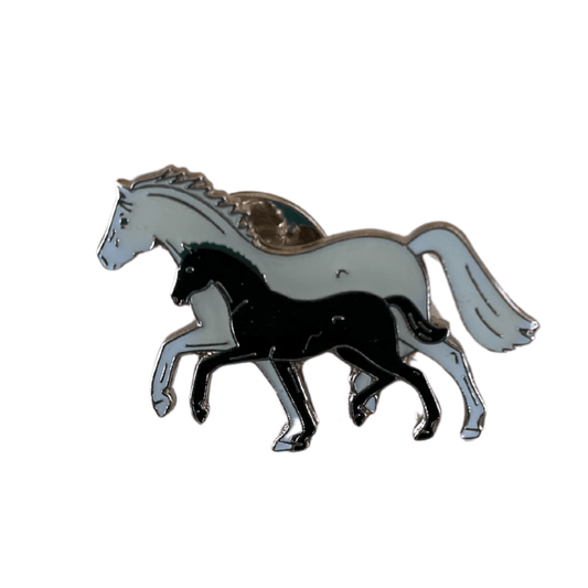 Mare & Foal lapel pin -Black & White