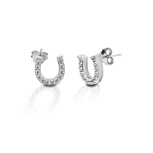 Kelly Herd Earrings Pavé Horseshoe - Sterling Silver