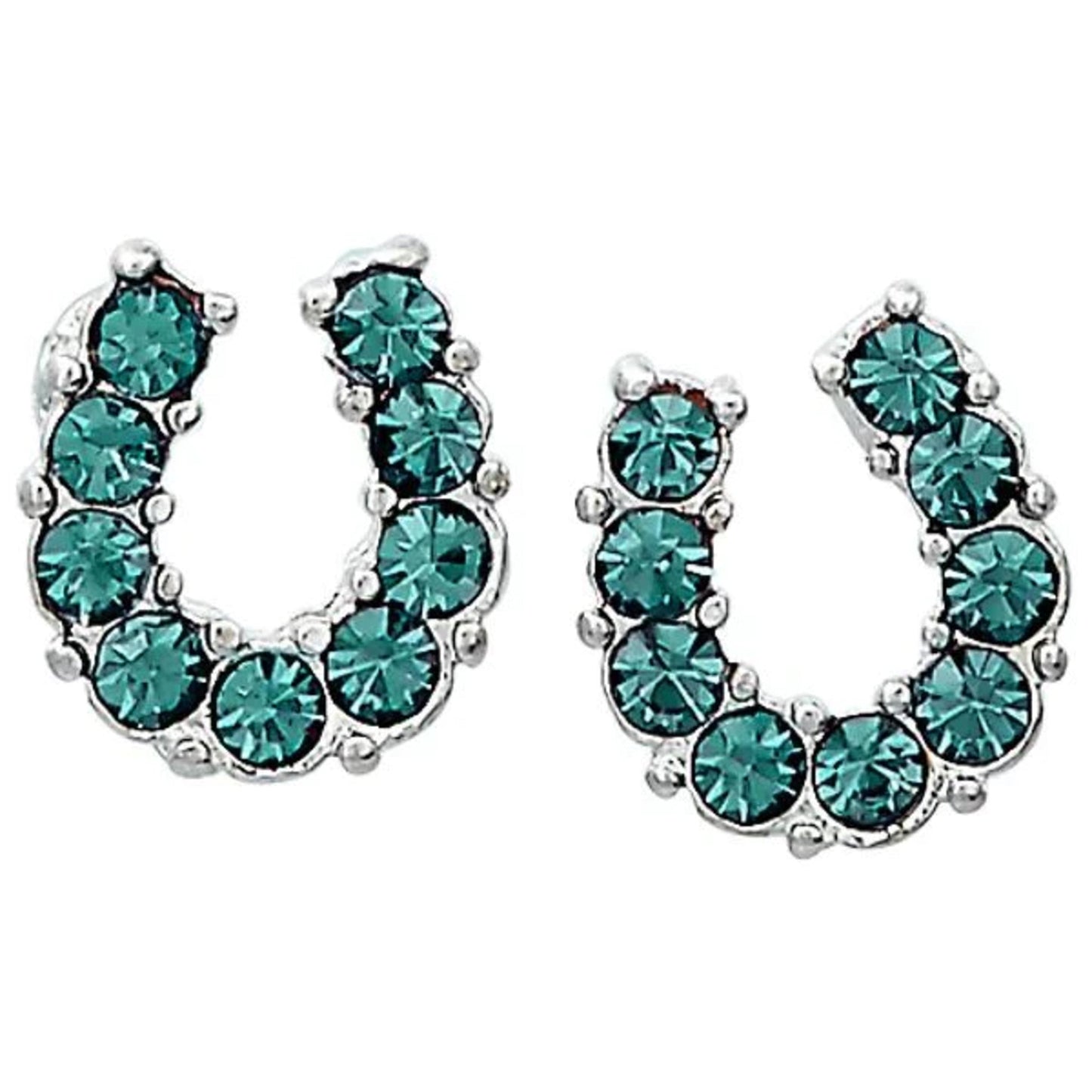 Aqua Horse Shoe Earrings in Gift Box