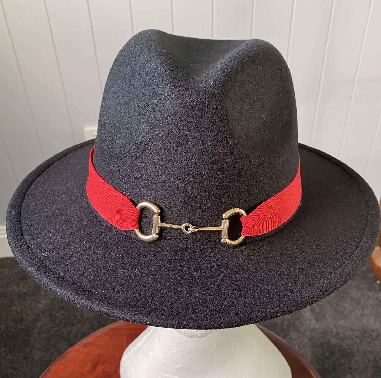 Black Panama Hat -Snaffle Bit Band - Large