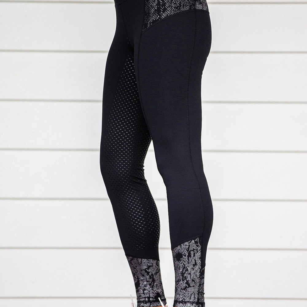 BARE Youth Black Python Performance Horse Riding Tights