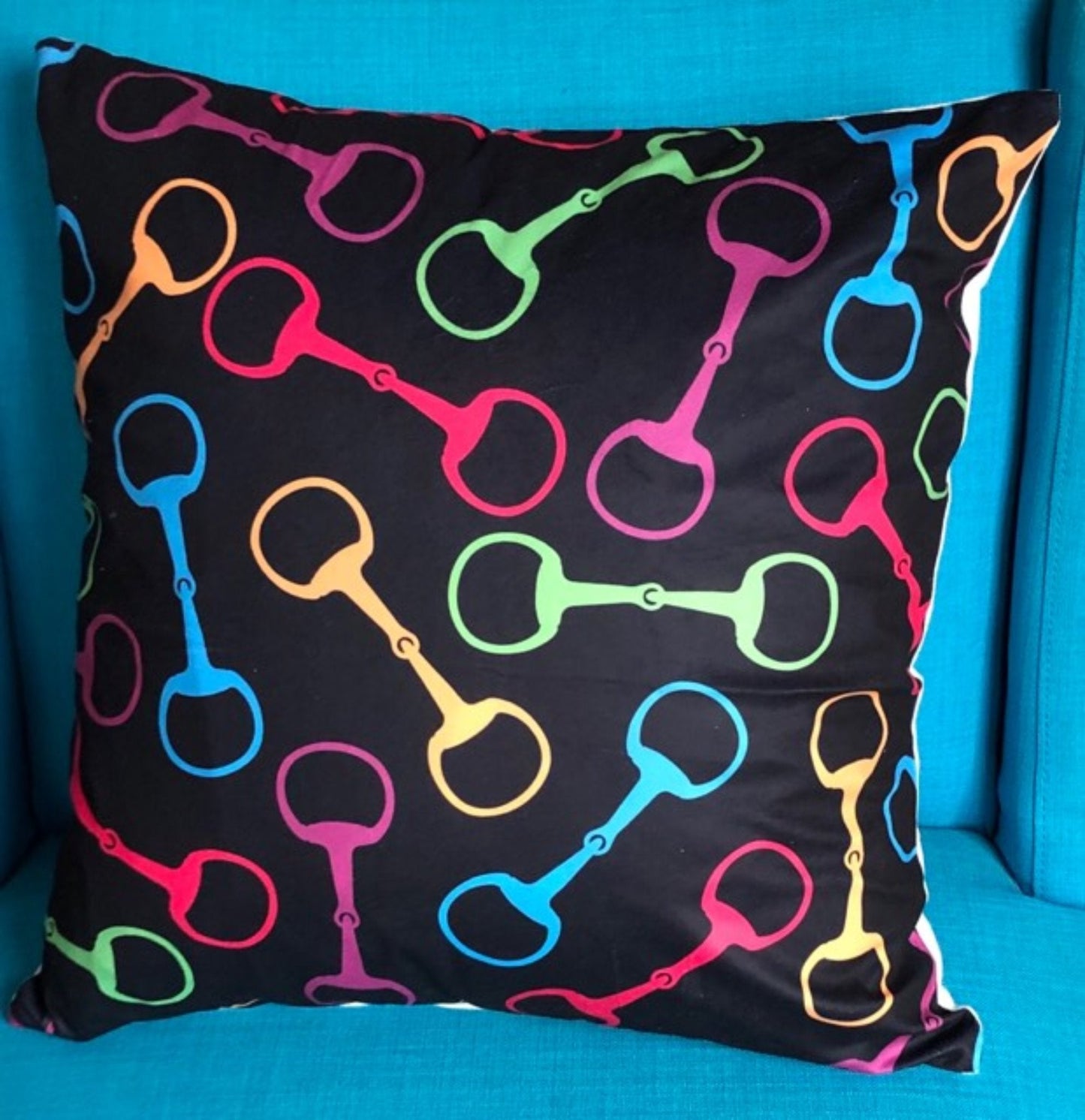 Black Snaffle Bit Cushion Cover