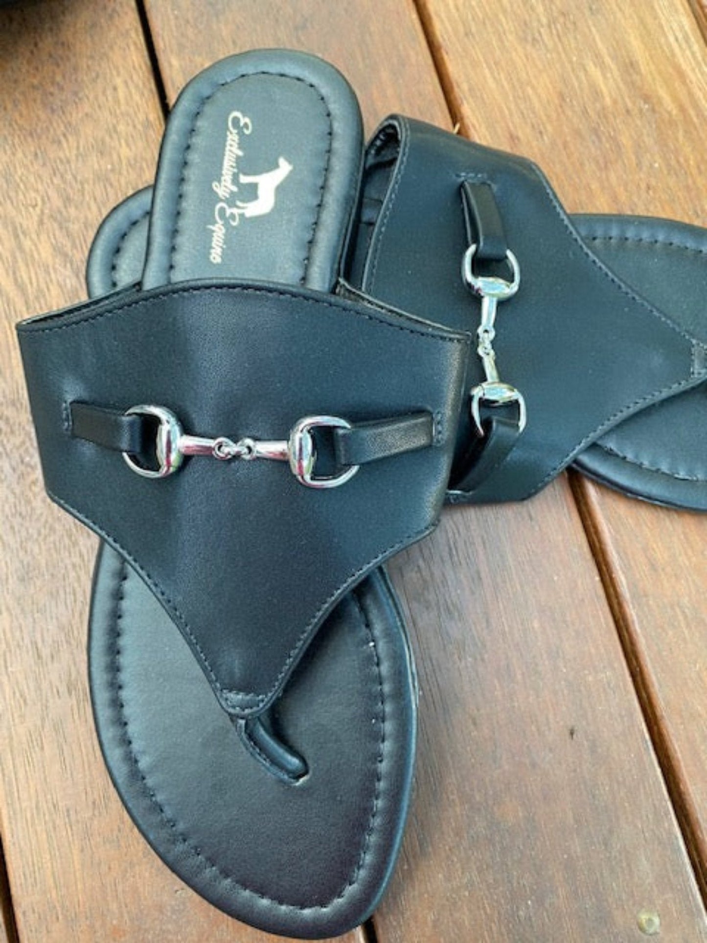 Black Snaffle Bit Flip Flops