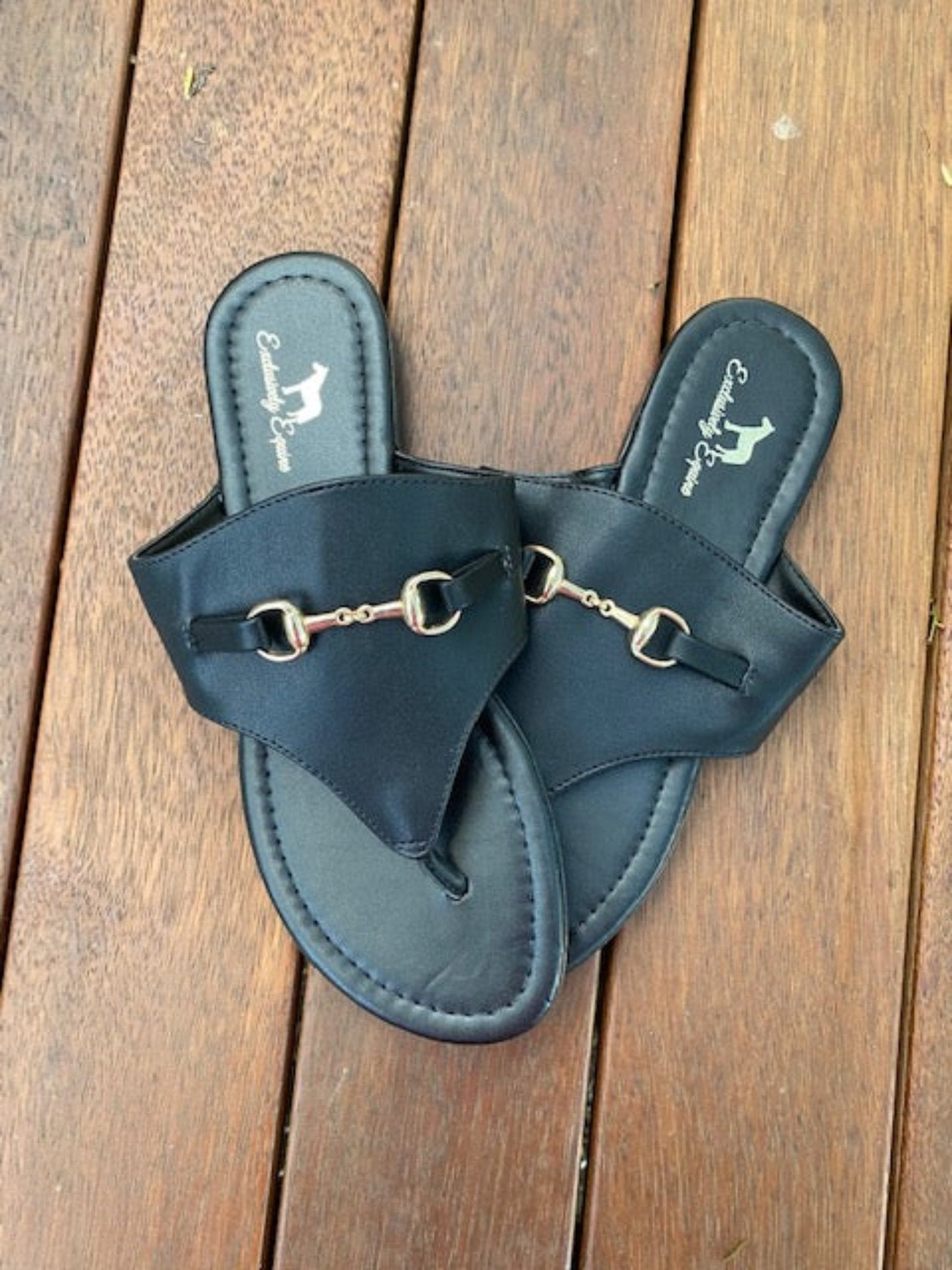 Black Snaffle Bit Flip Flops