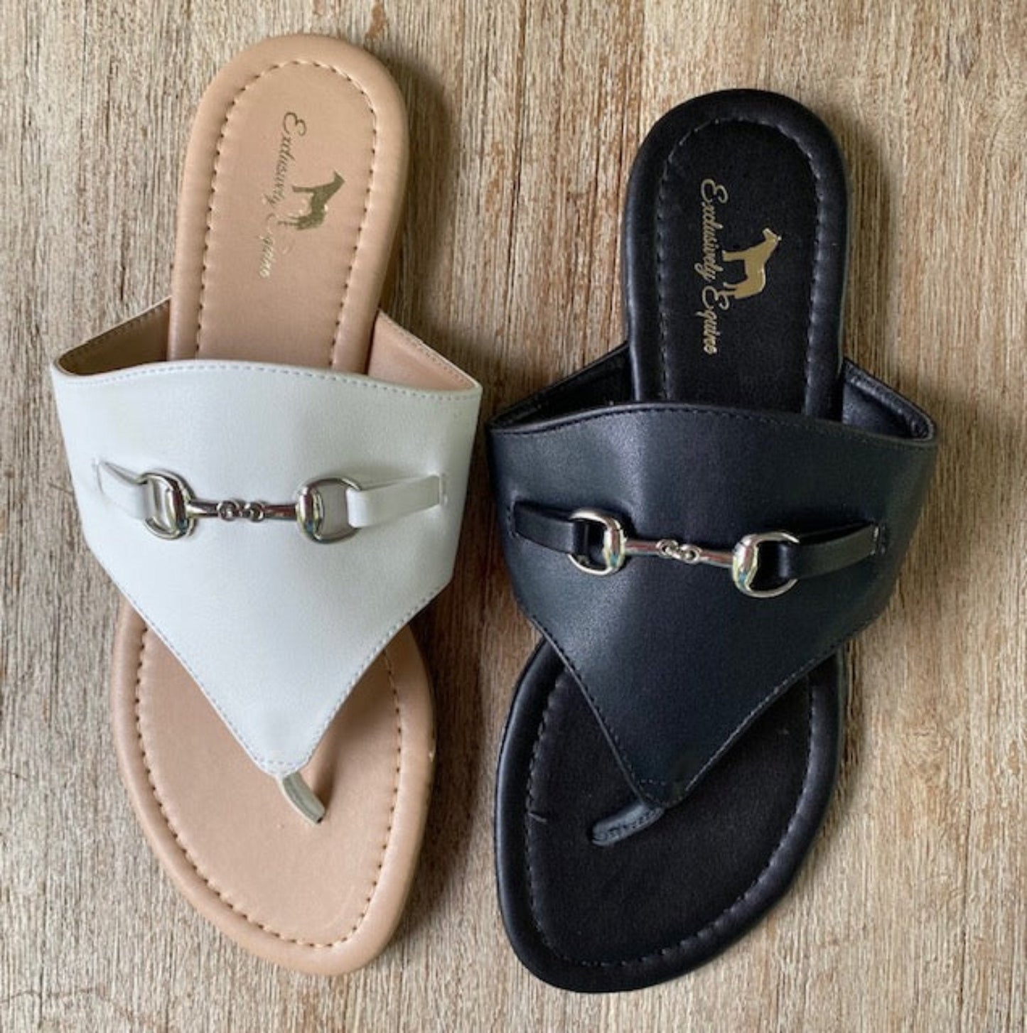 Black Snaffle Bit Flip Flops