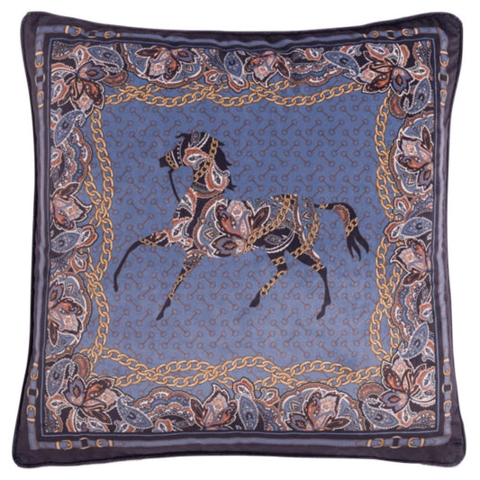 Blue Arabic Horse Cushion