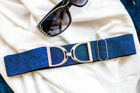 Blue Sparkle Stirrup Belt - Silver Stirrup