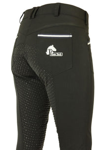 Women's Horse Riding Breeches: CoolMax Jodhpurs with Silicone Seat Grip, Black, Sizes 6-28