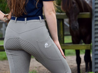 Women's Grey Breeches with CoolMax Technology and Convenient Phone Pockets