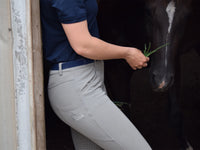 Women's Grey Breeches with CoolMax Technology and Convenient Phone Pockets