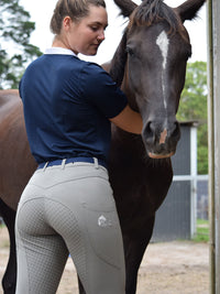 Women's Grey Breeches with CoolMax Technology and Convenient Phone Pockets