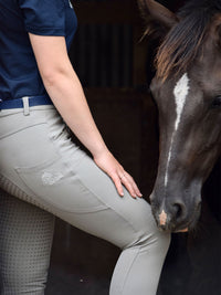 Women's Grey Breeches with CoolMax Technology and Convenient Phone Pockets