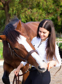 Ladies Cool Summer riding tops in white - Long sleeve