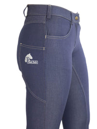 Women's Horse Riding Breeches with Denim Look, Silicone Seat, and Phone Pocket