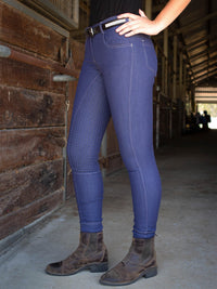 Women's Horse Riding Breeches with Silicone Seat and Classic Jeans Pockets