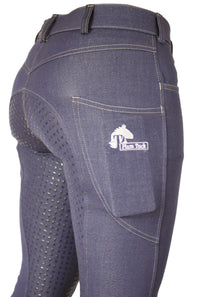 Women's Denim Breeches with Silicone Seat and Phone Pocket