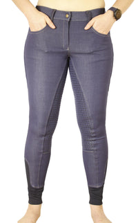 Women's Denim Breeches with Silicone Seat and Phone Pocket