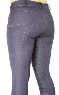 Women's Denim Breeches with Silicone Seat and Phone Pocket