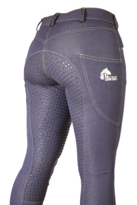 Women's Denim Breeches with Silicone Seat and Phone Pocket