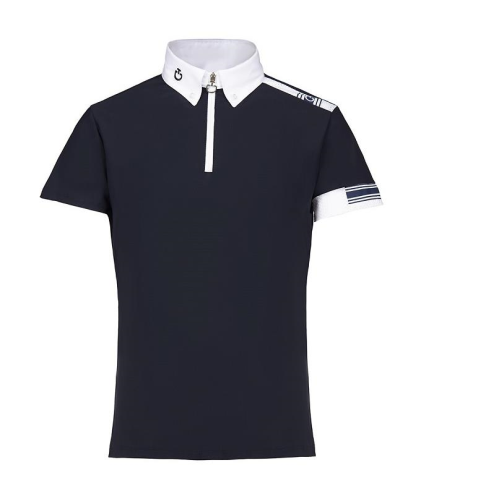 Cavalleria Toscana Boys Polo Top with Laser Cut Logo in Jersey Material