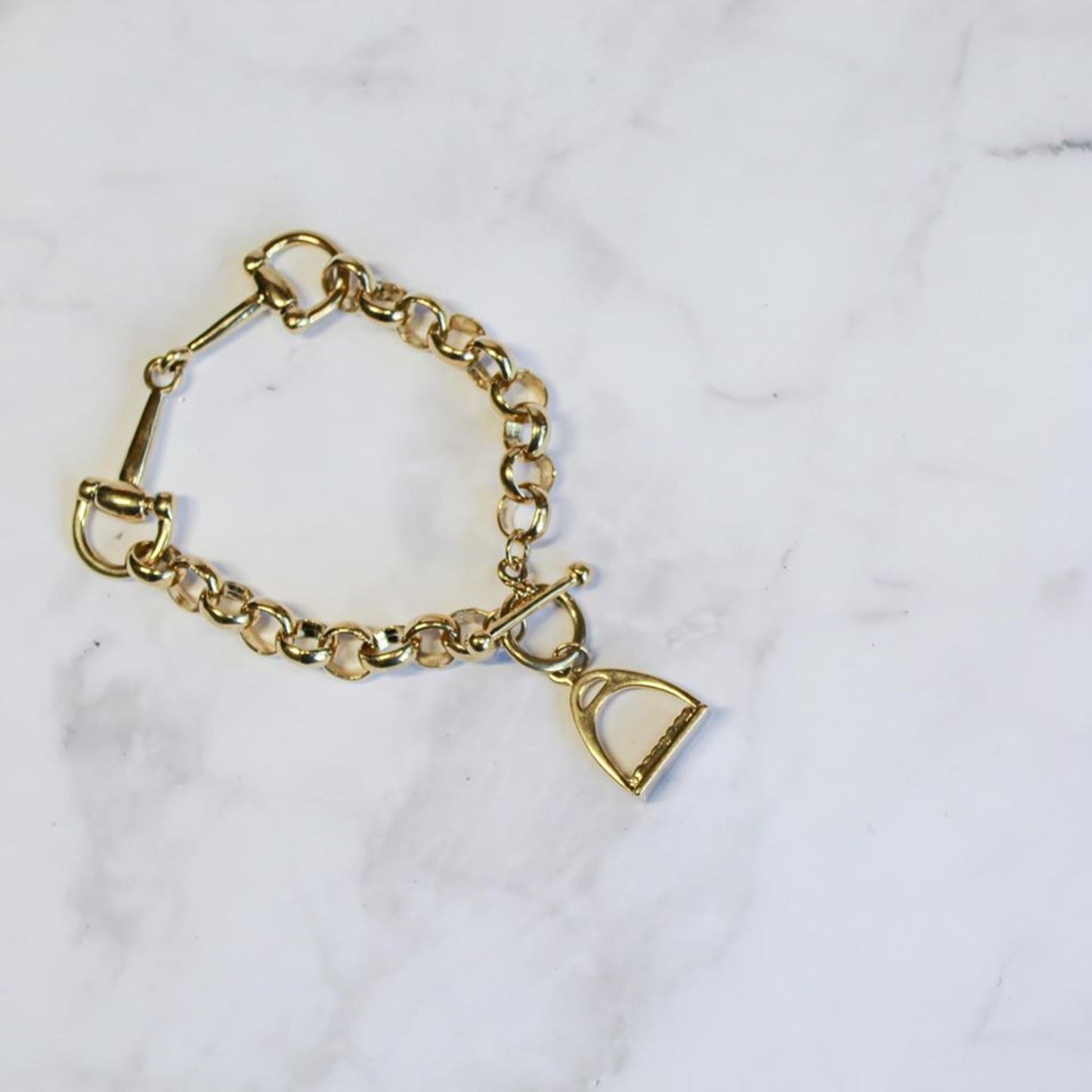 Gold Snaffle And Stirrup Bracelet.