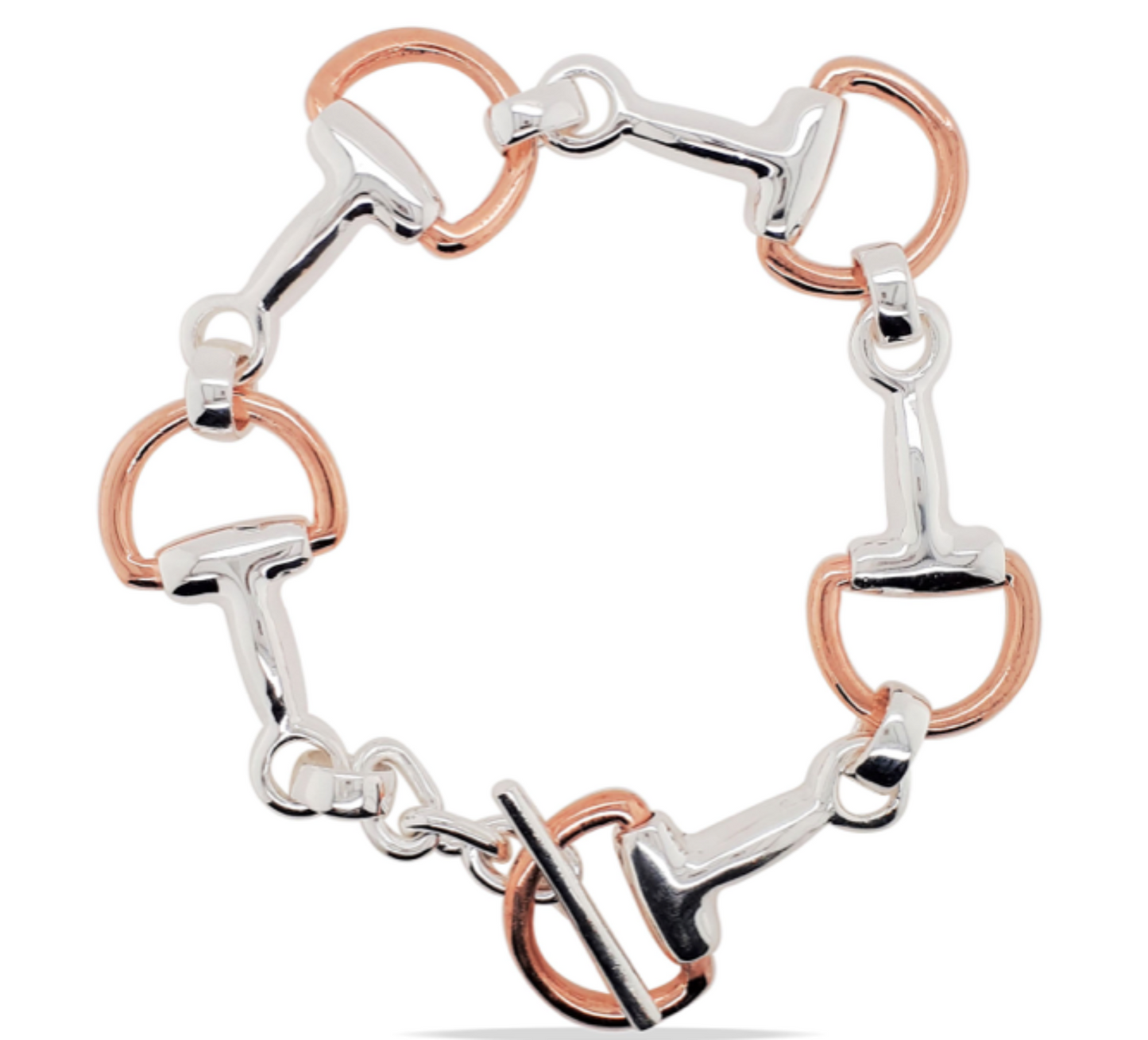 Heavy Silver & Rose Gold Snaffle Bit Bracelet