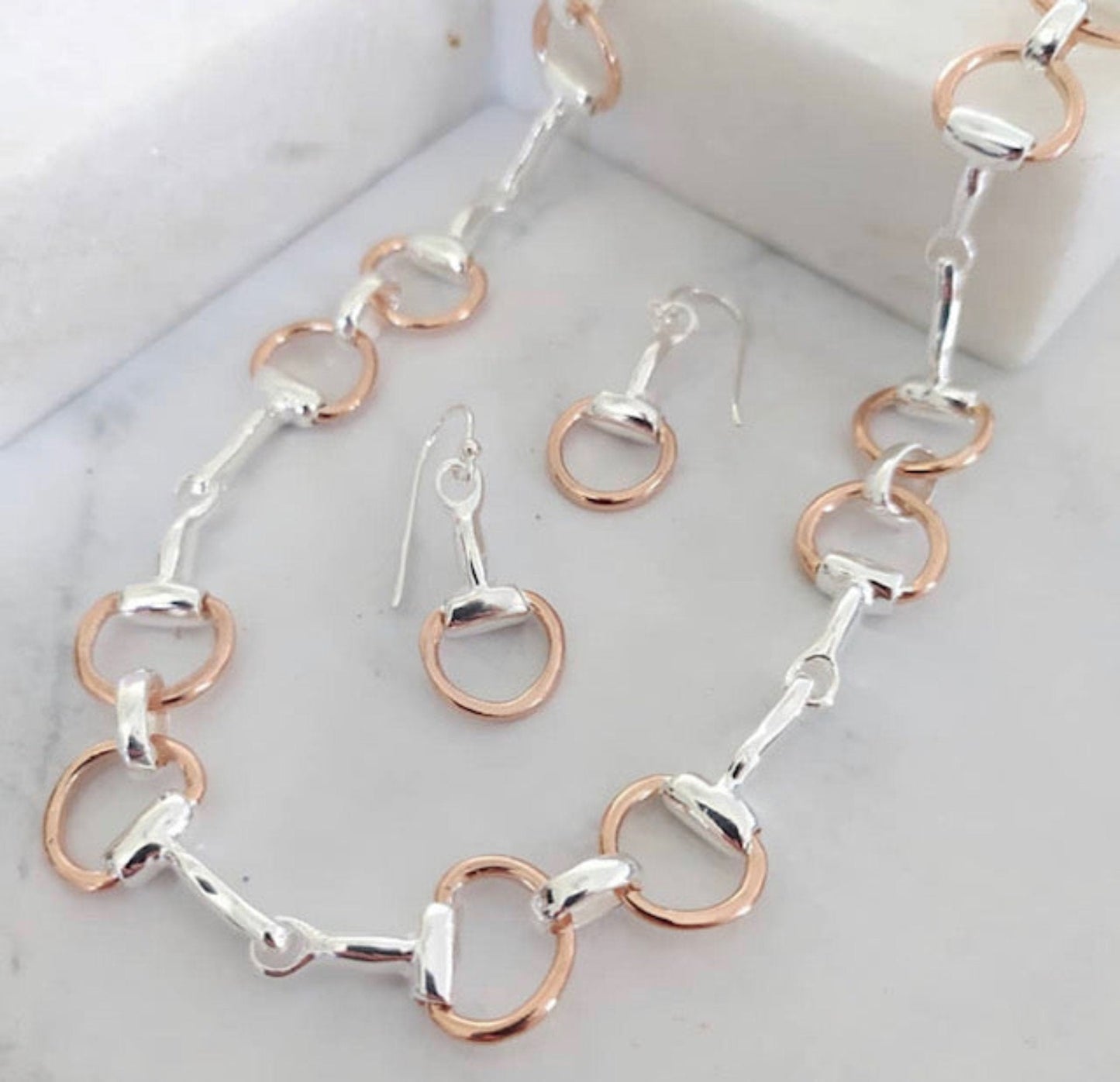 Heavy Silver & Rose Gold Snaffle Bit Bracelet