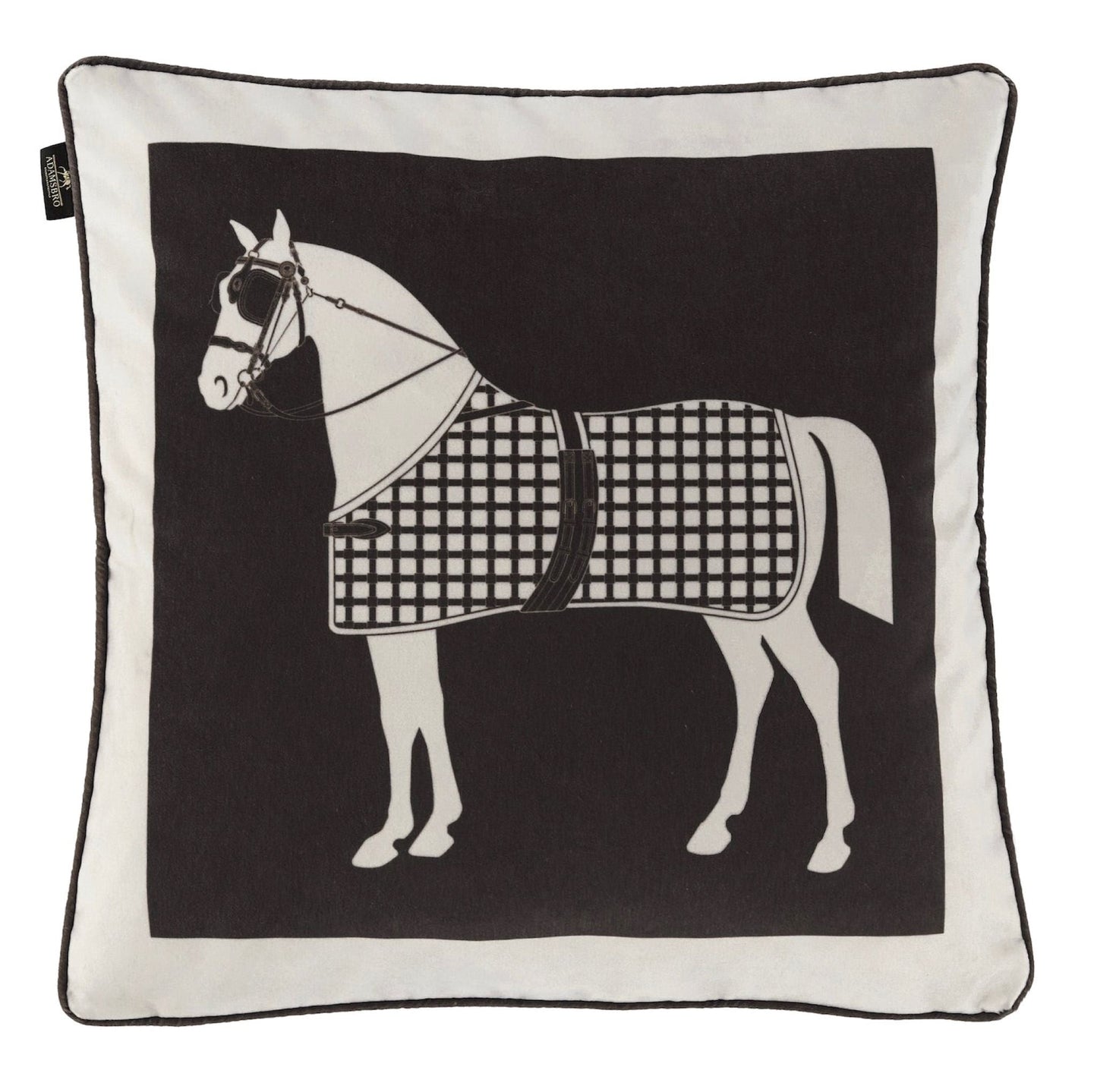 Heritage Luxe Charcoal Classic Horse Cushion