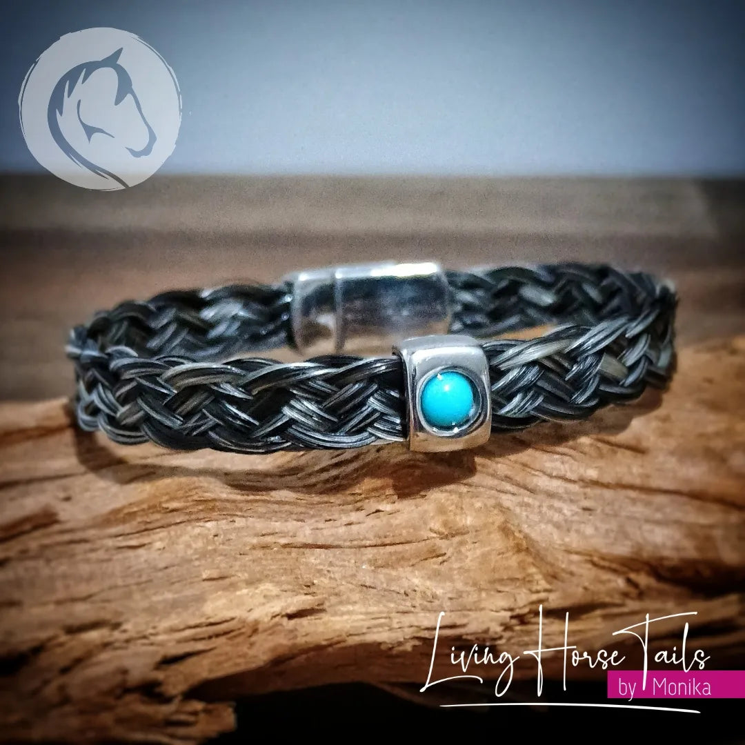 Wide horsehair stainless steel bracelet with slider