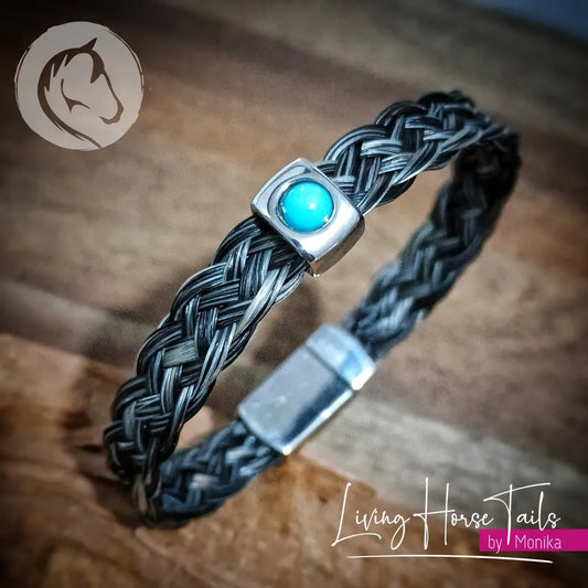 Wide horsehair stainless steel bracelet with slider