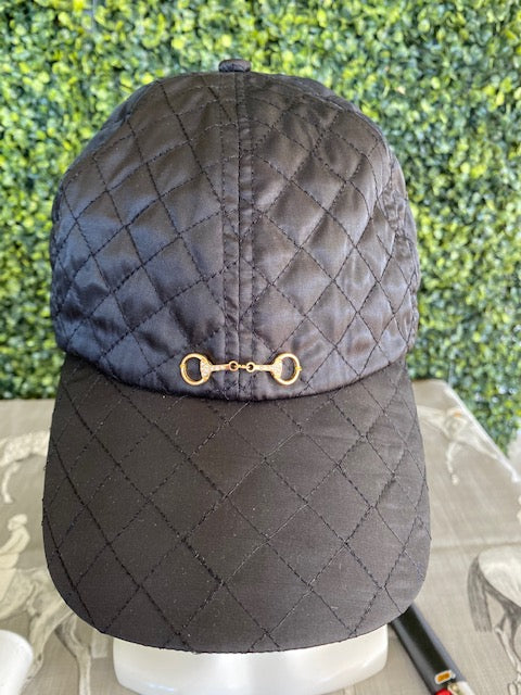 Black Quilted Diamanté Snaffle Cap