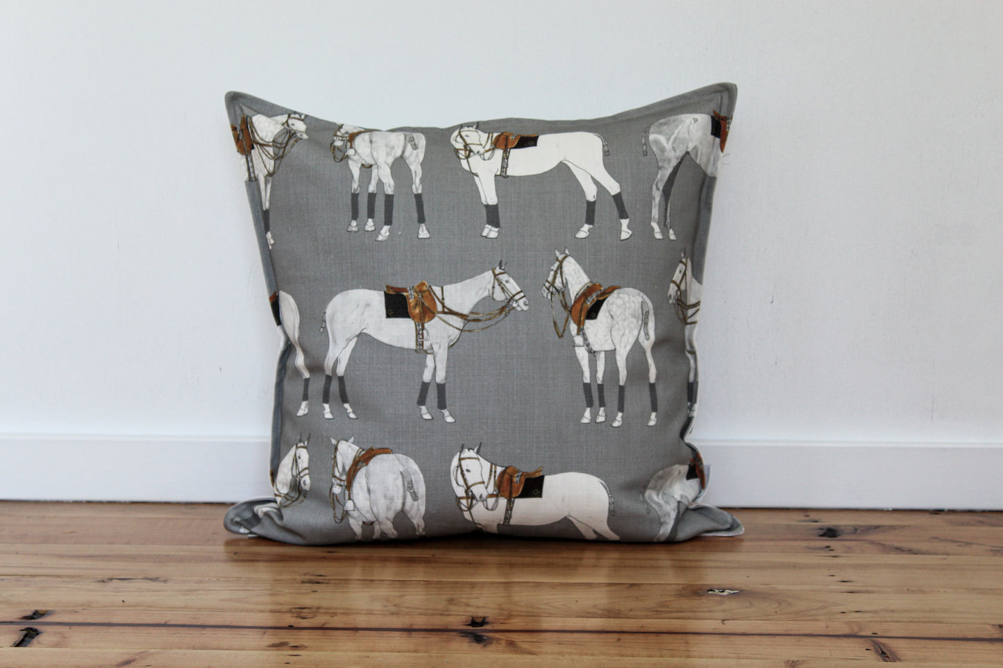 Polo Ponies Cushion - Grey