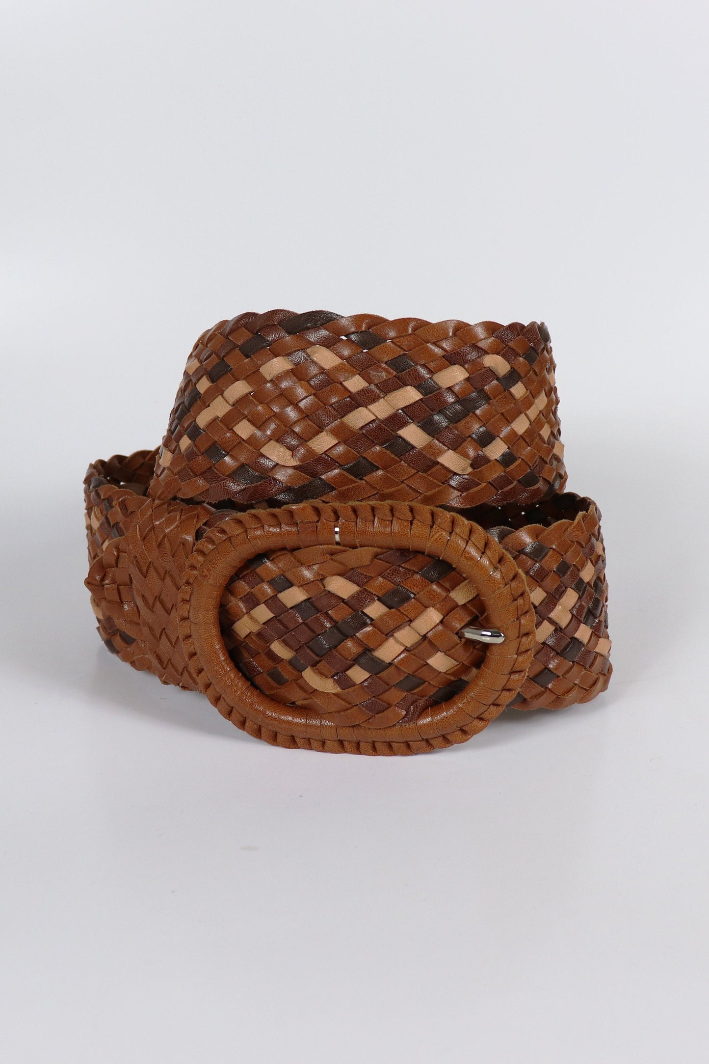 Hitchley & Harrow Brown Mixed Leather Plaited Belt