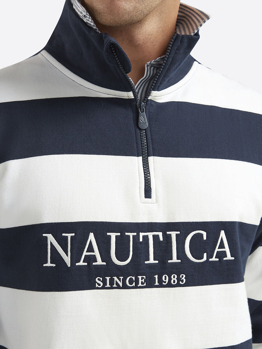 Nautica Stripe ¼ Zip Jumper Navy/White