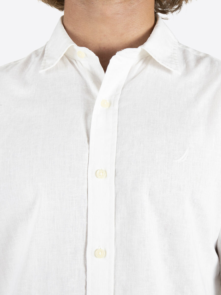 Nautica Long Sleeve Linen Shirt White