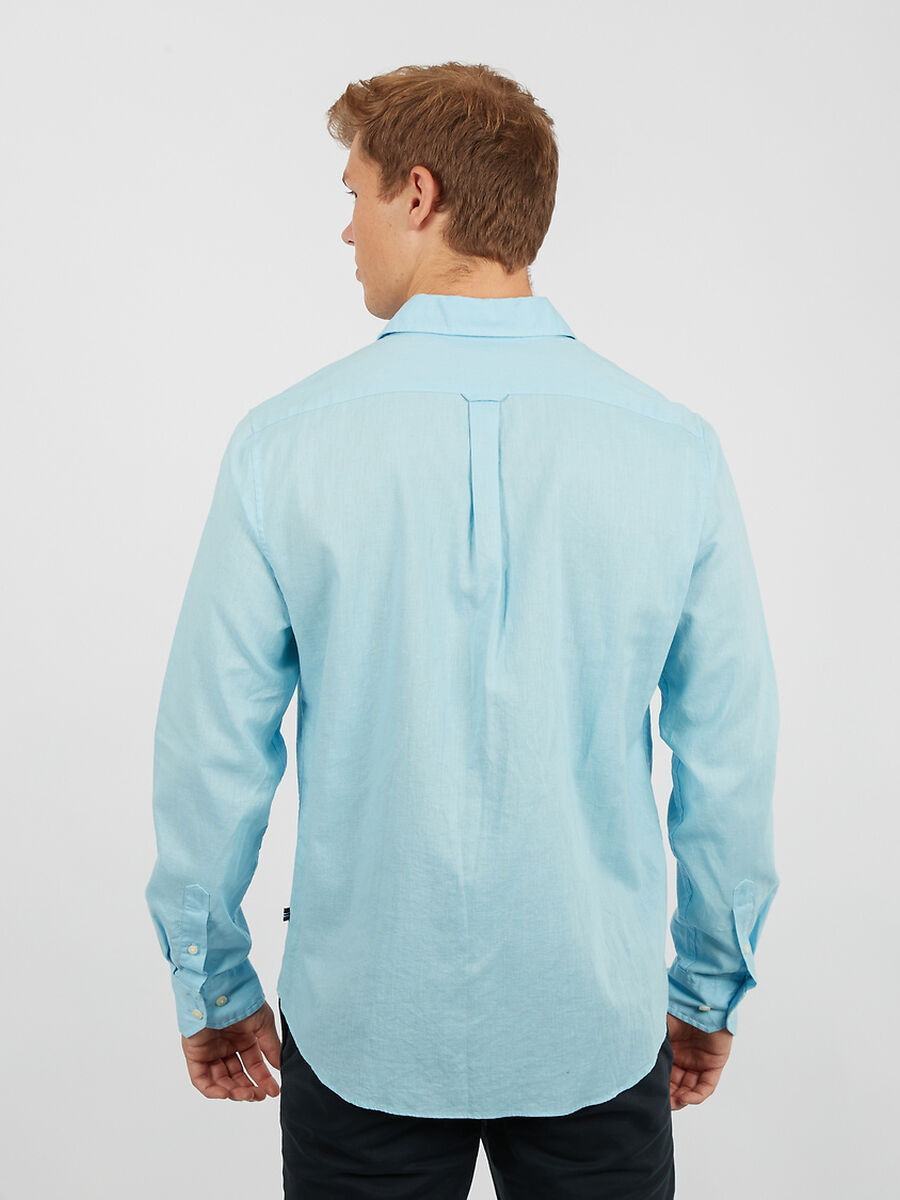 Nautica Long Sleeve Linen Shirt Sky Blue