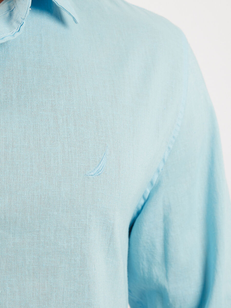 Nautica Long Sleeve Linen Shirt Sky Blue