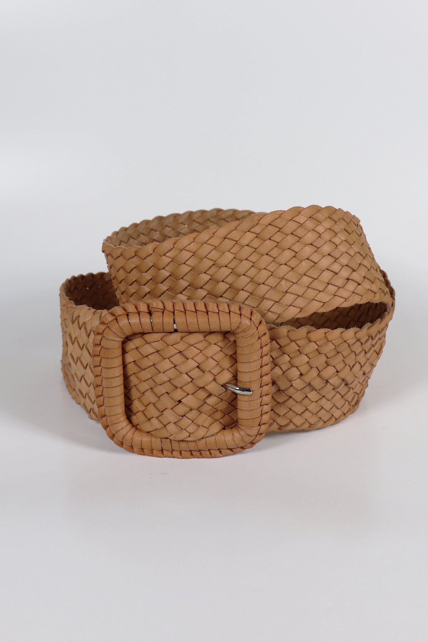 Hitchley & Harrow Leather Plaited Belt - Natural