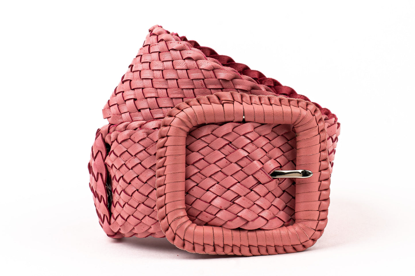 Hitchley & Harrow Leather Plaited Belt - Candy Pink