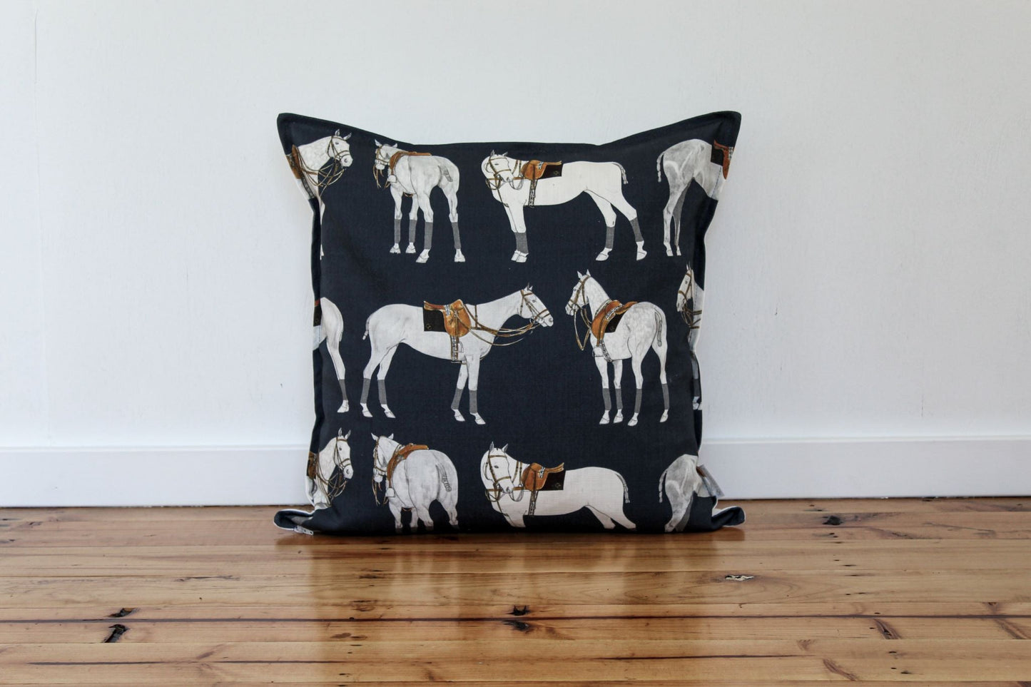 Polo Ponies Cushion - Navy