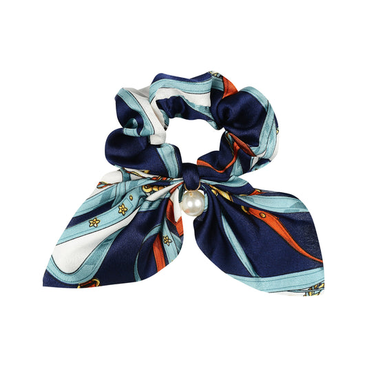 Equestrian Scrunchie | Navy and White