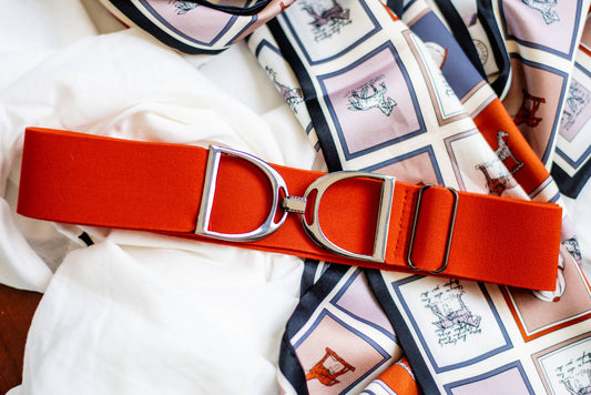 Red Stirrup Belt -Gun Metal Grey Stirrup