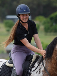 Ladies Cool Summer riding tops in black- Short sleeve