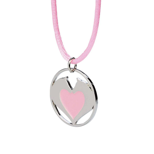 Satin Necklace Heart Horses - Rose