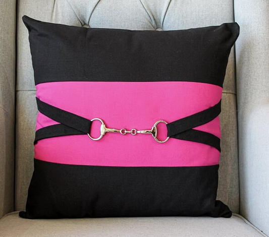 Snaffle Bit Cushion Cover -Black/Pink