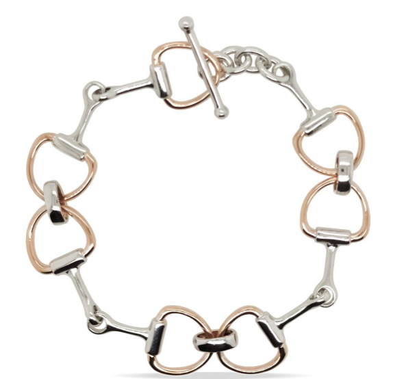 Silver & Rose Gold Snaffle Bit Bracelet