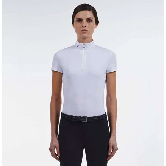 Short Sleeve Polo Top with Front Zip by Cavalleria Toscana